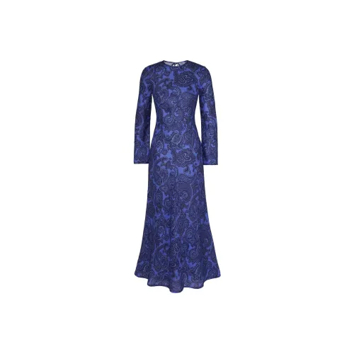 Zimmermann SS24 Длинное платье с длинными рукавами женское синее