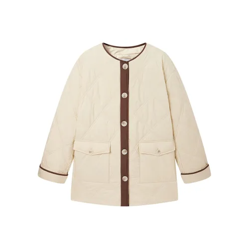 PEACEBIRD Хлопковый пуховик Женские Cannoli Кремовый