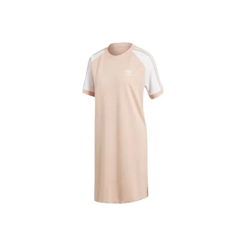 Adidas Originals Реглан Платье Короткий Рукав Платье Женское Жемчужно-Дымчатый Серый