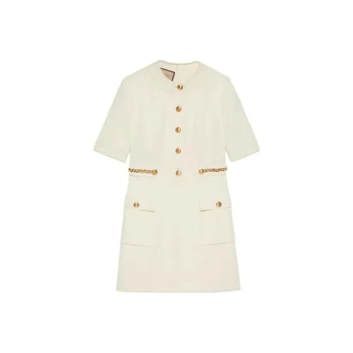 GUCCI SS22 Короткий рукав Платье Женское Айвори