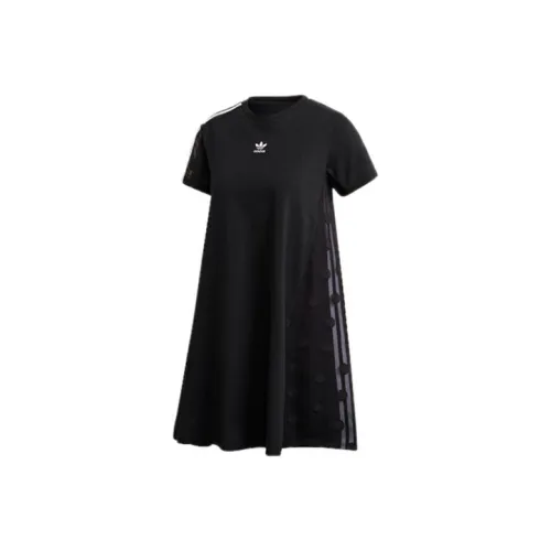 Adidas Originals Короткий рукав Платье Женское Черное