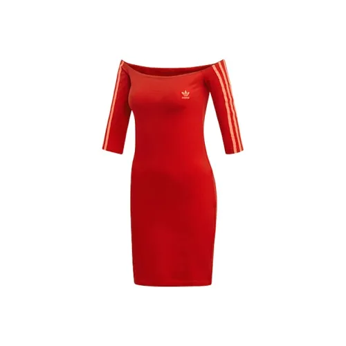 adidas originals Red Женские Длинные Рукава Платья