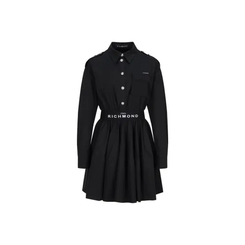 JOHN RICHMOND Black Женские Длинные Платья с Рукавами