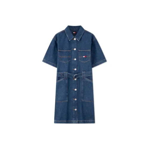 Tommy Hilfiger Темно-джинсовый синий 1BK Женские Короткие Платья с Рукавами