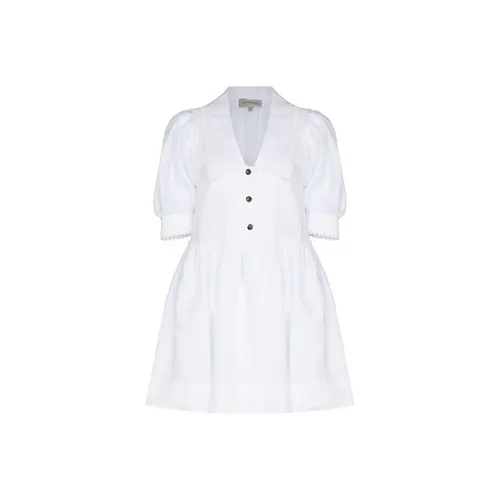 DION LEE Белое Женское Короткое Платье с Рукавами