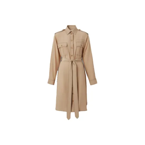 Burberry SS22 Длинное платье с длинными рукавами женское мягкий рыжевато-коричневый