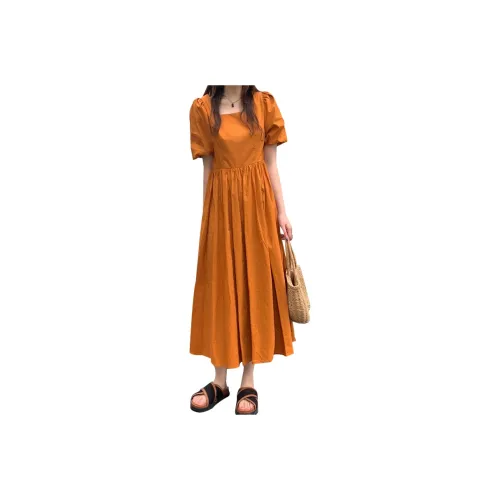 La Chapelle Короткий рукав Платье Женское Оранжевое