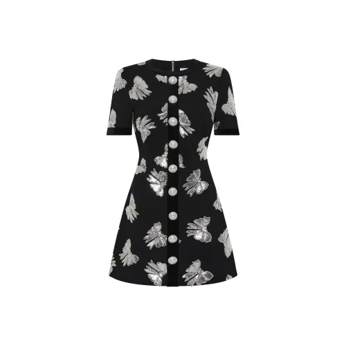 REBECCA VALLANCE FW24 Короткое платье с короткими рукавами женское черное