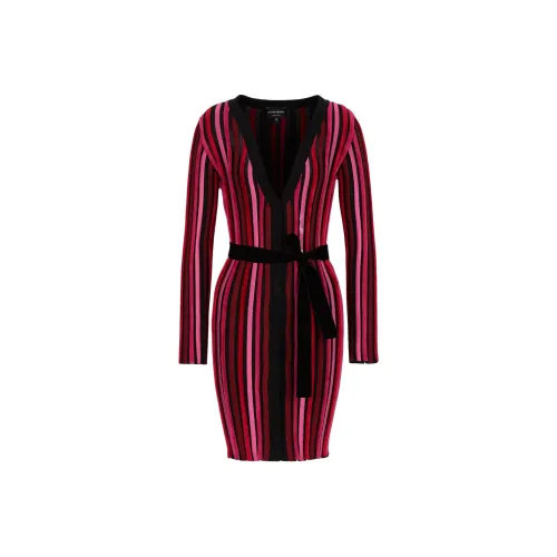 EMPORIO ARMANI Длинное платье с длинными рукавами женское темно-красное