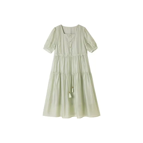 Pit Короткий рукав Платье Женское Серый Зеленый