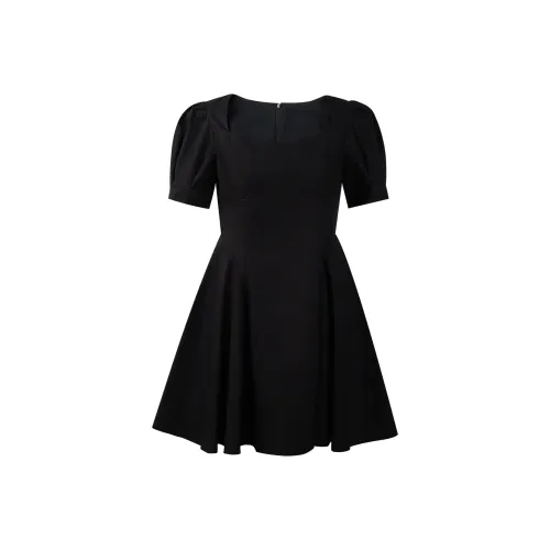 THE SEA LIFE Короткое платье с короткими рукавами женское черное маг