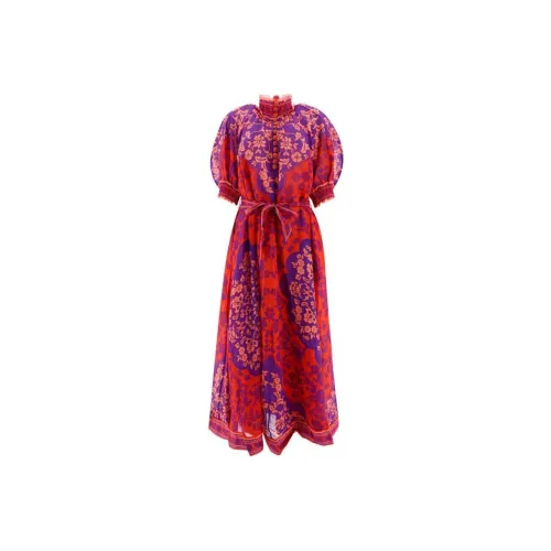 Zimmermann Фиолетовые Женские Короткие Платья с Рукавами