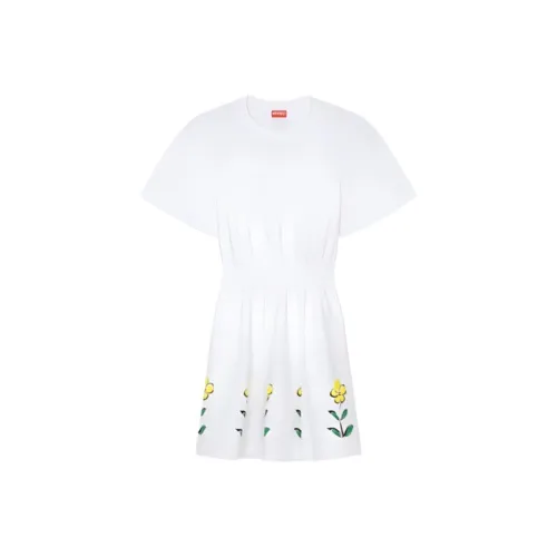 Kenzo X Nigo FW22 Drop2 Белое Женское Короткое Платье с Рукавами