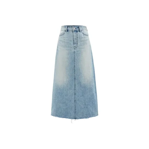 MOUSSY Светло-синий Женские Джинсовые Длинные Юбки
