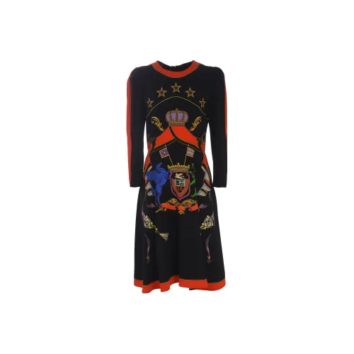 ETRO Черное Женское Длинное Платье с Рукавами