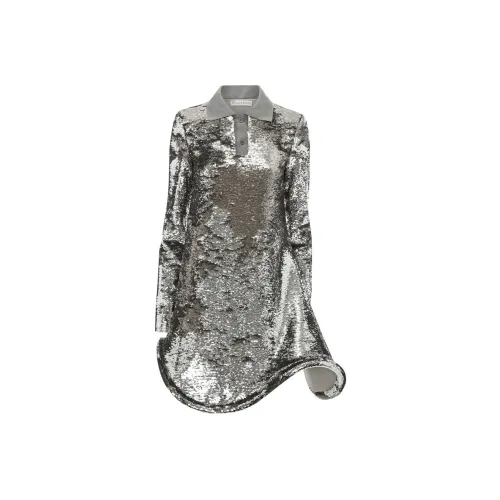 JW Anderson Silver Женские Длинные Платья с Рукавами
