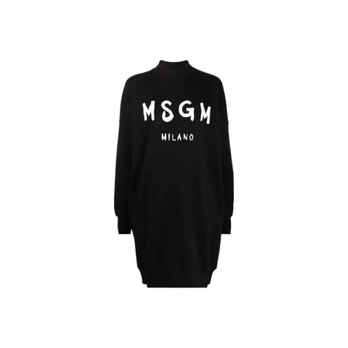 MSGM Длинное платье с длинными рукавами женское черное