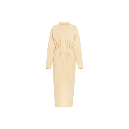 PRADA Бежевые Женские Длинные Платья с Рукавами