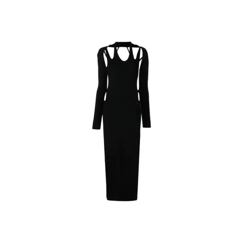 DION LEE Черное Женское Длинное Платье с Рукавами