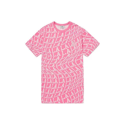 Mlb Base Logo Короткий рукав Платье Женское Розовое