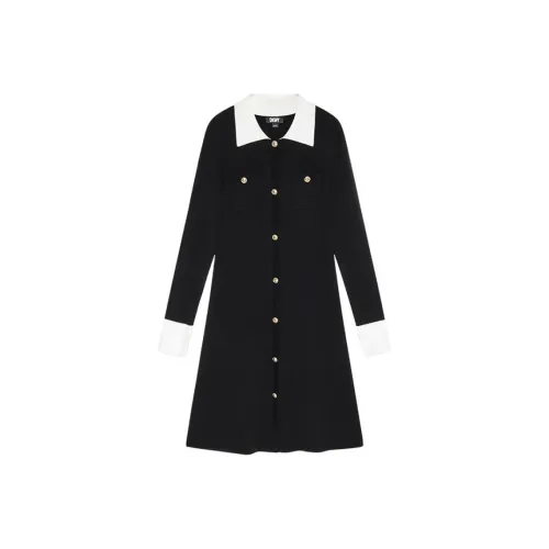 DKNY Длинное платье с длинными рукавами женское черное и цветное