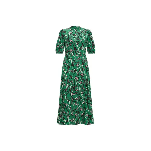 DVF Diane Von Furstenberg FW24 Короткое платье с короткими рукавами женское розовый зеленый