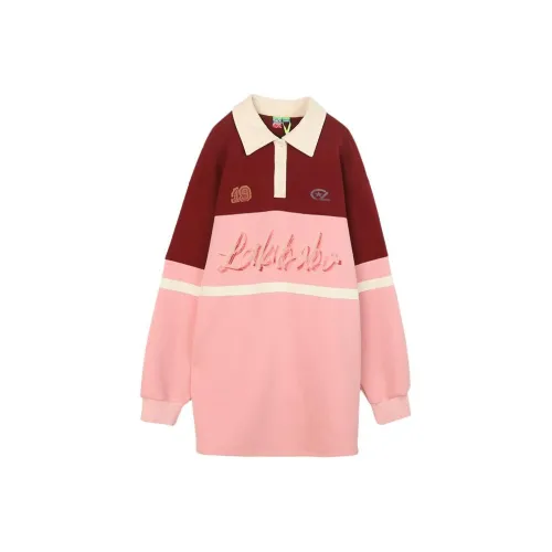 LALABOBO Длинное платье с длинными рукавами женское розовое