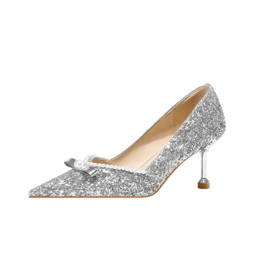 Lan Miao Узкий каблук Высокие каблуки 6,5CM Женские Серебряные