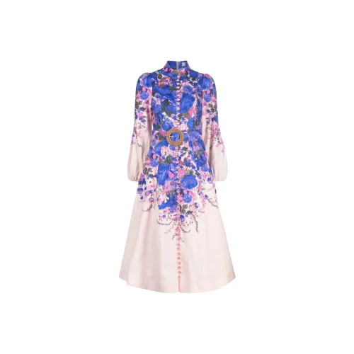 Zimmermann Фиолетовые Женские Длинные Платья с Рукавами