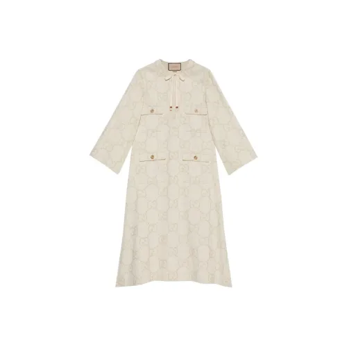 GUCCI FW22 Длинное платье с длинными рукавами женское светло-желтое