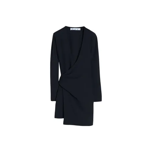 Off Белый FW21 Черный Женские Длинные Платья с Рукавами