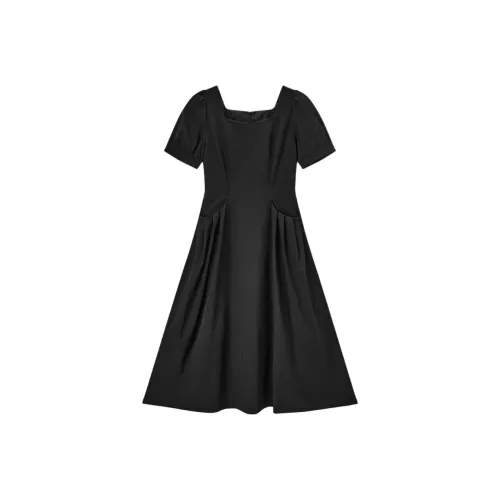 EICHITOO SS24 Короткое платье с короткими рукавами женское черное