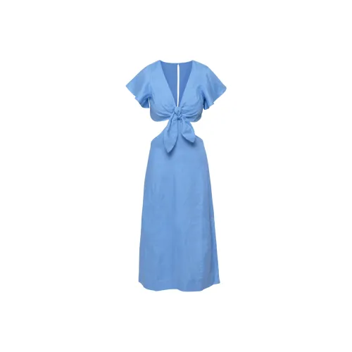ARITZIA Little Moon Elba Linen Dress Short Sleeved Dress Women's Wave Blue