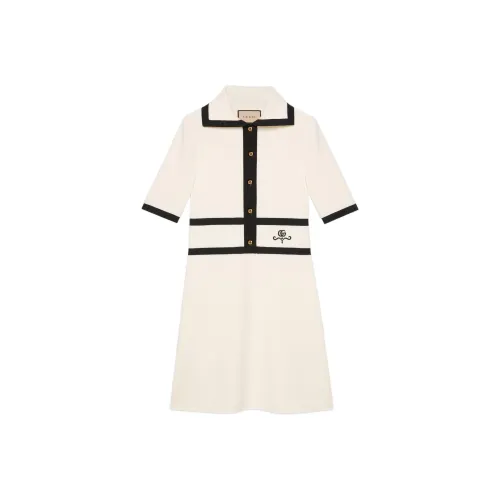 GUCCI SS22 Короткий рукав Платье Женское цвет Слоновая кость