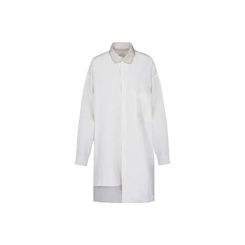 Yohji Yamamoto Белые Женские Длинные Платья с Длинными Рукавами