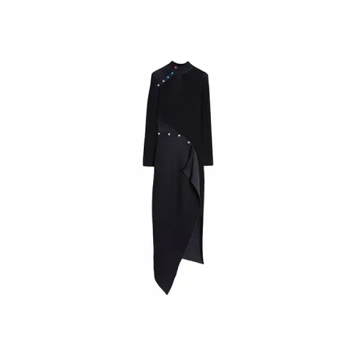 Off Белый FW21 Черный Женские Длинные Платья с Рукавами