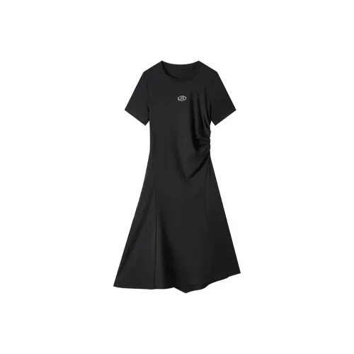 EICHITOO Короткое платье с короткими рукавами женское черное