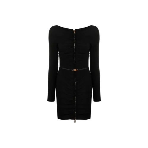 VERSACE Medusa FW22 Длинное платье с длинными рукавами женское черное