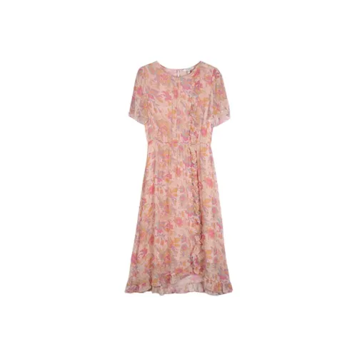 TINA GIA Короткий рукав Платье Женское Светло-розовый Красный