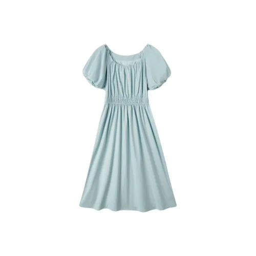 EICHITOO Короткое платье с короткими рукавами женское аква-синий