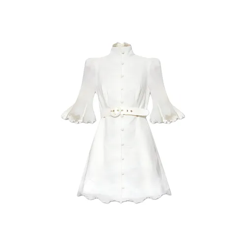 Zimmermann SS23 Короткий рукав Платье Женское Белое