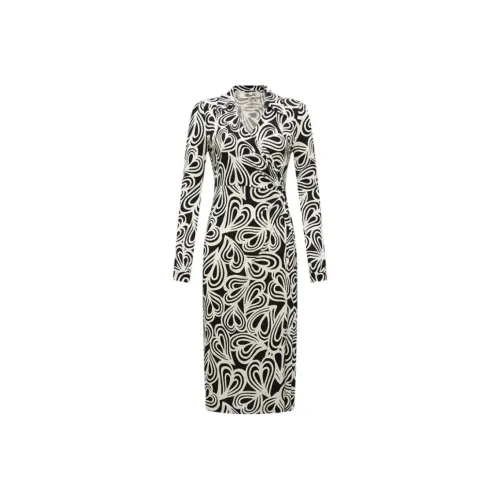 DVF Diane Von Furstenberg FW23 Длинное платье с длинными рукавами женское многоцветное