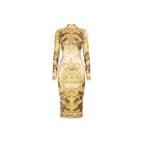 FENDI X VERSACE SS22 Длинное платье с длинными рукавами женское многоцветное