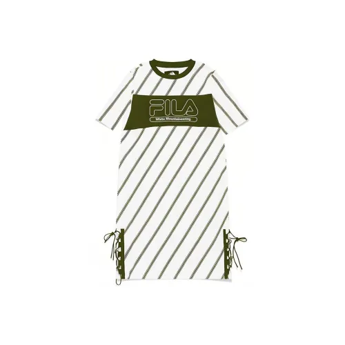 FILA FUSION Короткий рукав Платье Женское Спортивное Белое