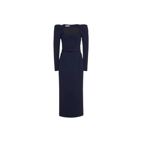 Alessandra Rich PF24 Длинное платье с длинными рукавами женское морской синий