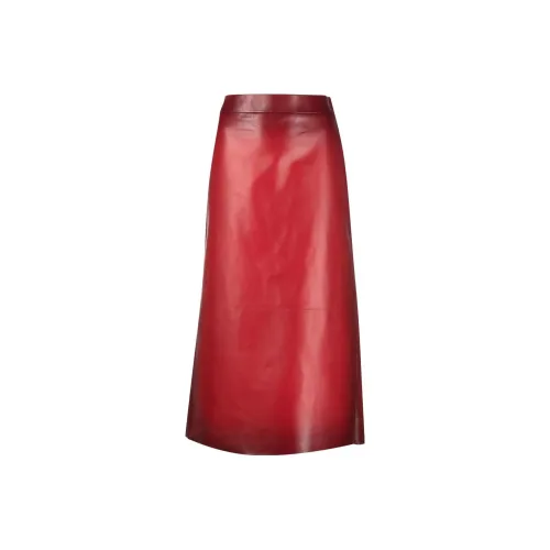 Alexander McQueen SS22 Кожа Длинный Юбка Женские Красный