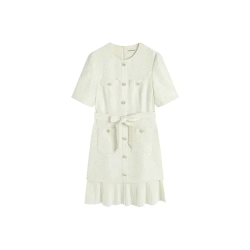 Famanxuan Короткий рукав Платье Женское Шампанское Позолоченное Бежевый