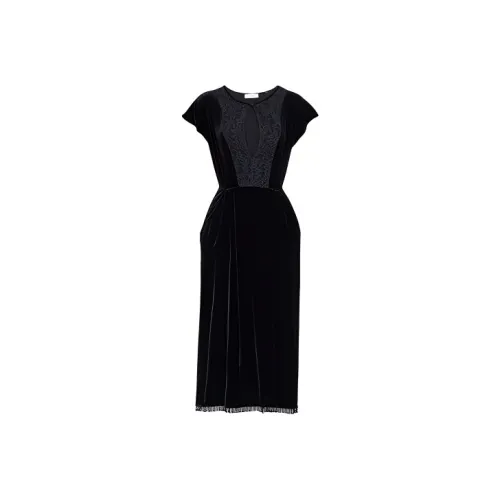 COACH FW21 Короткий рукав Платье Женское Черное