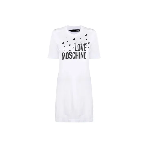 LOVE MOSCHINO Белое Женское Короткое Платье с Рукавами
