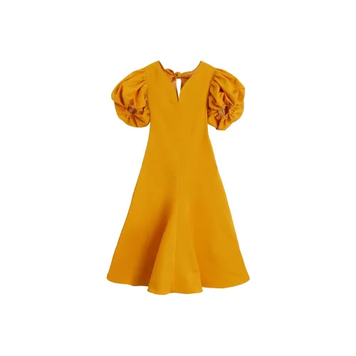 Sacai Желтые Женские Короткие Платья с Рукавами